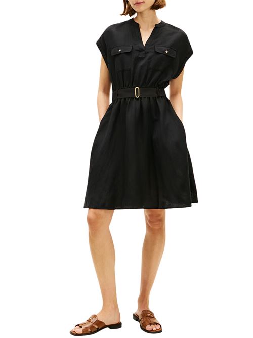 Abito corto misto lino con cintura Tommy Hilfiger | WW0WW49659BDS